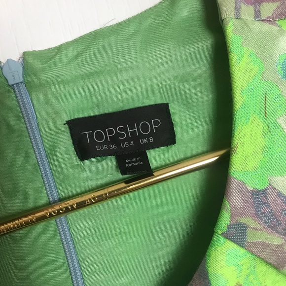 TOPSHOP neon green and purple cocktail mini dress - Picture 3 of 8